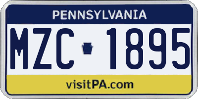 PA license plate MZC1895