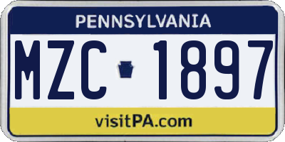 PA license plate MZC1897