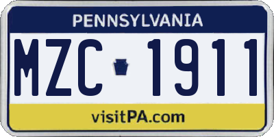 PA license plate MZC1911