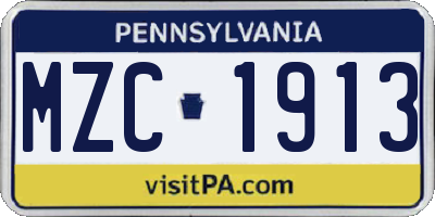 PA license plate MZC1913