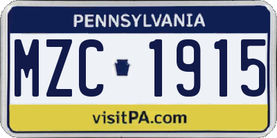 PA license plate MZC1915