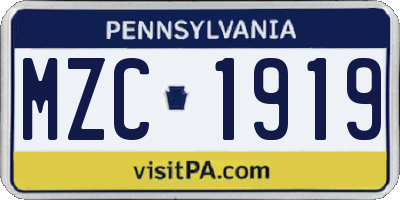 PA license plate MZC1919