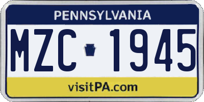PA license plate MZC1945