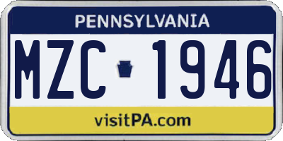PA license plate MZC1946