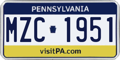 PA license plate MZC1951