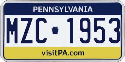 PA license plate MZC1953