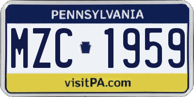 PA license plate MZC1959