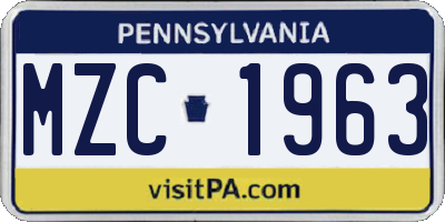 PA license plate MZC1963