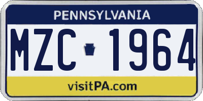 PA license plate MZC1964