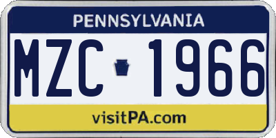 PA license plate MZC1966