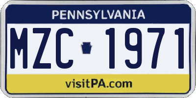 PA license plate MZC1971