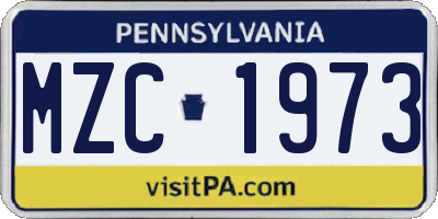 PA license plate MZC1973