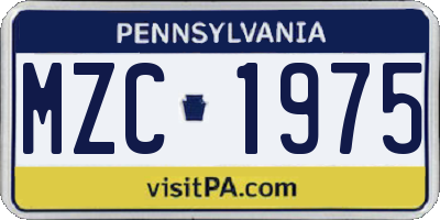 PA license plate MZC1975