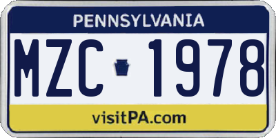 PA license plate MZC1978