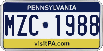PA license plate MZC1988