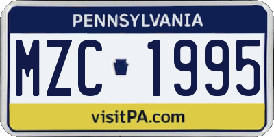 PA license plate MZC1995