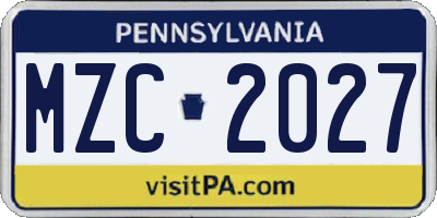 PA license plate MZC2027