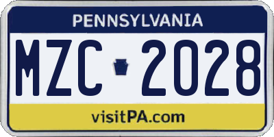 PA license plate MZC2028