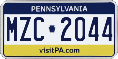 PA license plate MZC2044