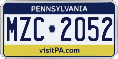 PA license plate MZC2052