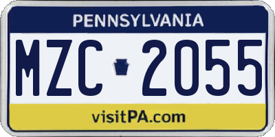 PA license plate MZC2055