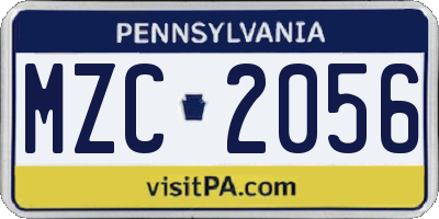 PA license plate MZC2056