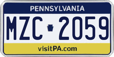 PA license plate MZC2059