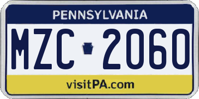 PA license plate MZC2060
