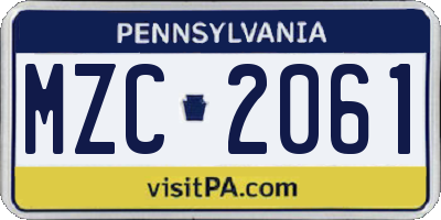 PA license plate MZC2061