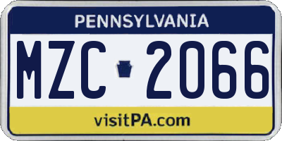 PA license plate MZC2066
