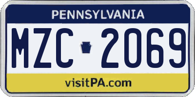 PA license plate MZC2069