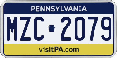 PA license plate MZC2079