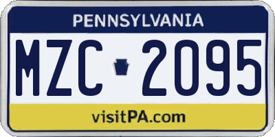 PA license plate MZC2095
