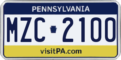 PA license plate MZC2100
