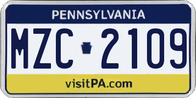 PA license plate MZC2109
