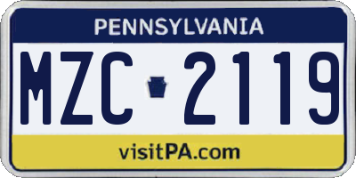 PA license plate MZC2119