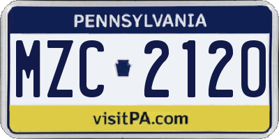 PA license plate MZC2120