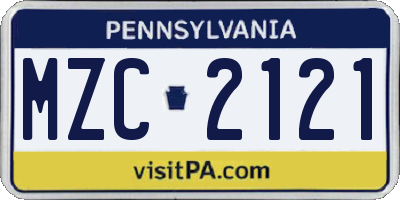 PA license plate MZC2121