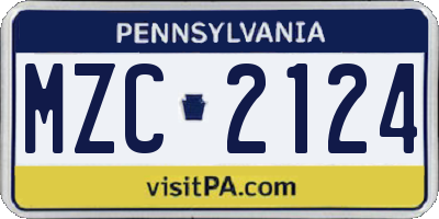 PA license plate MZC2124