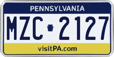 PA license plate MZC2127