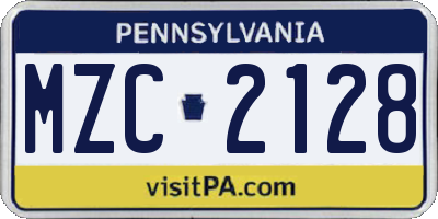 PA license plate MZC2128