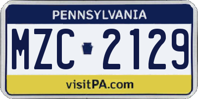 PA license plate MZC2129