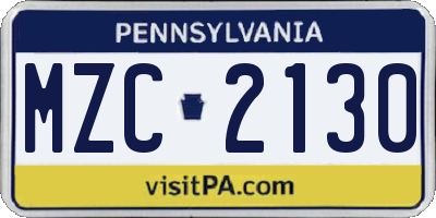 PA license plate MZC2130