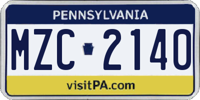 PA license plate MZC2140
