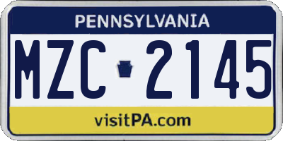 PA license plate MZC2145