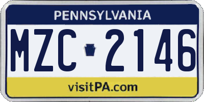 PA license plate MZC2146