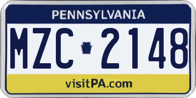 PA license plate MZC2148