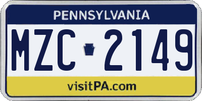 PA license plate MZC2149