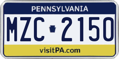 PA license plate MZC2150
