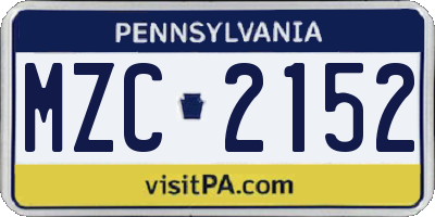 PA license plate MZC2152